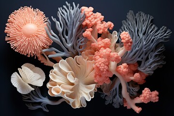 Obraz premium Deep Sea Color Palettes: Atlantic Depth Monochromes with Coral Accents