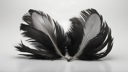 Ethereal Elegance Delicate Metallic Feathers in Monochrome