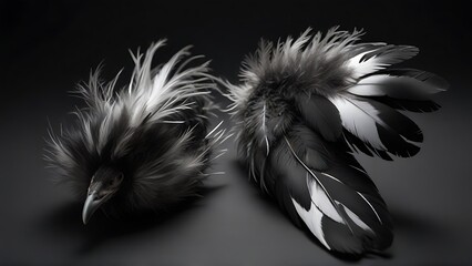 Feathered Harmony Black and White Metallic Beauty