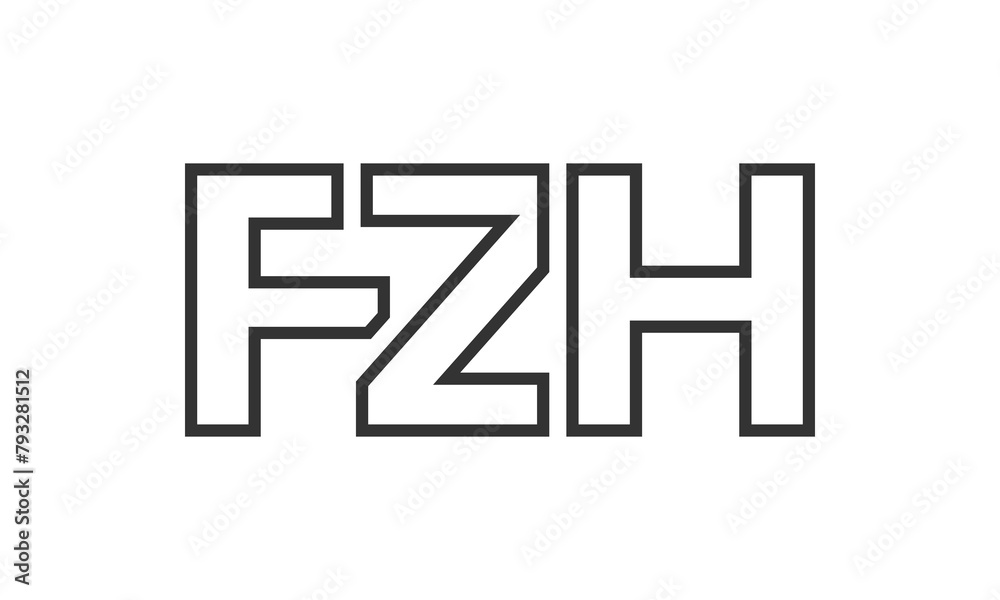 Poster fzh logo design template with strong and modern bold text. initial based vector logotype featuring s