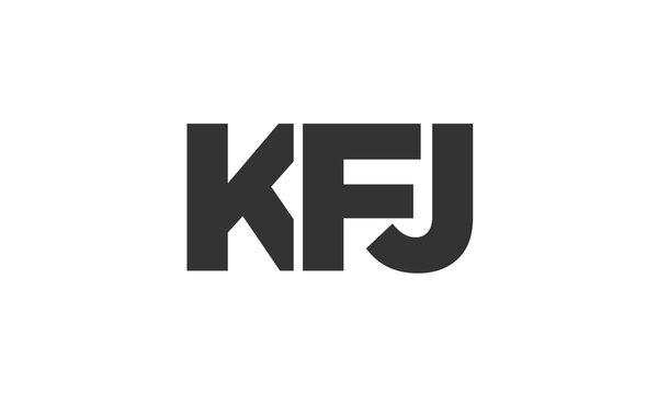 KFJ logo design template with strong and modern bold text. Initial based vector logotype featuring simple and minimal typography. Trendy company identity.