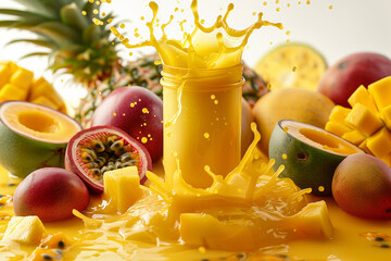 Tropical fruit splash with mango smoothie