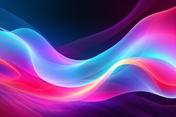 Fototapeta premium Luminous Neon Wave Art: Vibrant Glow Digital Canvas Masterpiece