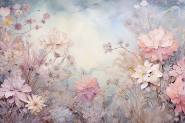 Obraz na płótnie Canvas Pastel Dreamscape Textures: Delicate Floral Patterns with Soft Hues