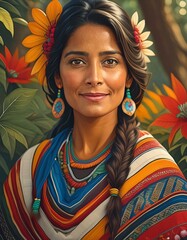 retrato de mujer joven de origen maya.