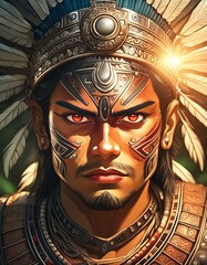 retrato de guerrero azteca (retrato ficticio).