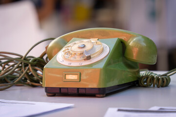 Old dial green telephone