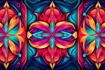 Vibrant Kaleidoscopic Festival Graphics - Wide Banner Backgrounds