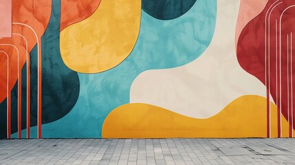 Colorful abstract mural on a wall