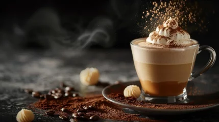 Foto op Plexiglas Barista Cappuccino Coffee with cocoa dusting and custard cream © Nijat