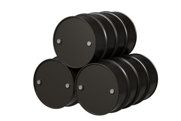 3d Black Oil barrels icon isolated on white background. Dynamics of world oil prices. Oil prices Trading on stock exchange. Creative business investment oil profit concept. Minimal gasoline. 3d render
