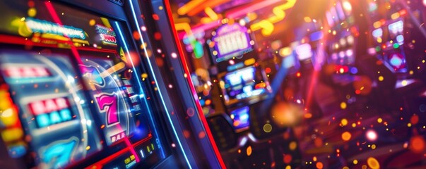 Vibrant casino slot machines with dynamic lighting