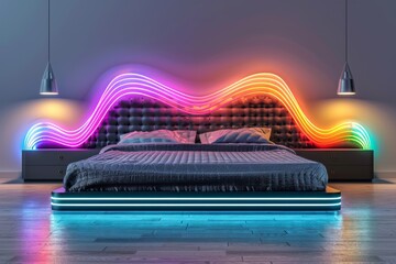 Transform Your Sleep with Technology: Creating Cozy, Comfortable Bedrooms with Automated Systems. - obrazy, fototapety, plakaty