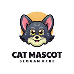 Cat Head Cartoon Character Mascot Logo