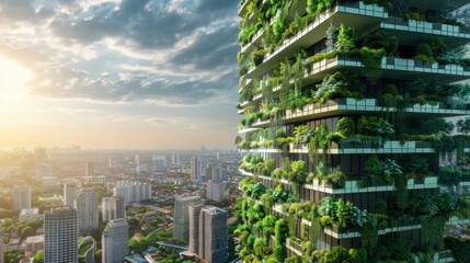 Modern Building Covered in Green Plants