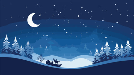 Vector illustration of silhouette of Santa in snow