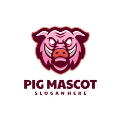 Pig Head Mascot Cartoon Logo