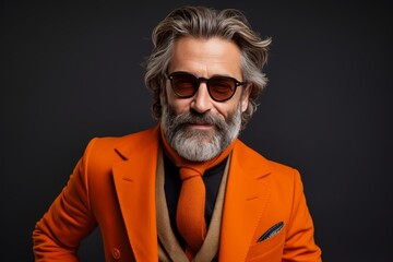 Fototapeta premium Confident 34 year old spanish man in colorful studio setting with trendy style and charismatic aura