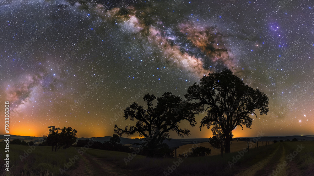 Poster a starry night sky with the milky way