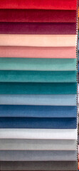 Colorful fabric upholstery samples decor material swatches palette