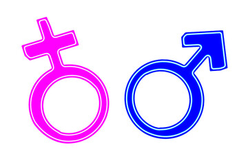 silhouette vector image of male and female gender symbol isolated on white transparent background.