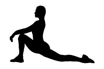 black vector image silhouette modern muscular body exercises, beauty, bodybuilding body line art. For use as a brochure template or for use in web design.