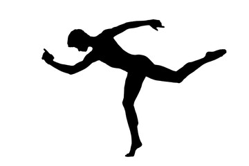 black vector image silhouette modern muscular body exercises, beauty, bodybuilding body line art. For use as a brochure template or for use in web design.