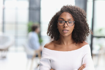 Beautiful female african american business woman in office