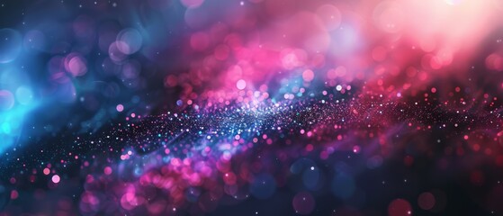 Abstract Bokeh Lights with Glitter and Sparkle, Vibrant Pink and Blue Shimmer, Magical Glowing Backdrop - obrazy, fototapety, plakaty