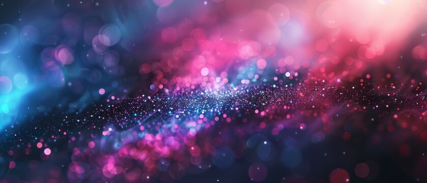 Abstract Bokeh Lights with Glitter and Sparkle, Vibrant Pink and Blue Shimmer, Magical Glowing Backdrop