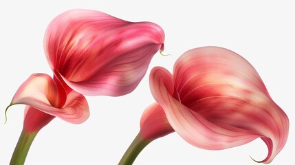 
Imagine a radiant background featuring pink Calla lilies, with two bunches of these elegant flowers set against a white backdrop.  - Powered by Adobe