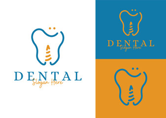 abstract dental with tooth decay while smiling dentist logo design