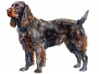 American Water Spaniel watercolor isolated on white background