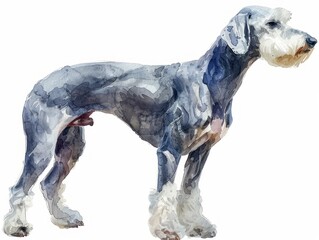 Bedlington Terrier watercolor isolated on white background