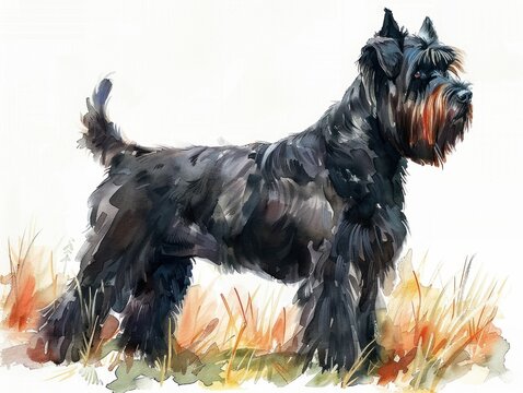 Bouvier des Flandres watercolor isolated on white background