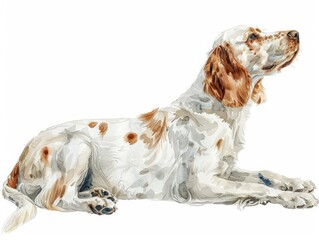 English Setter watercolor isolated on white background