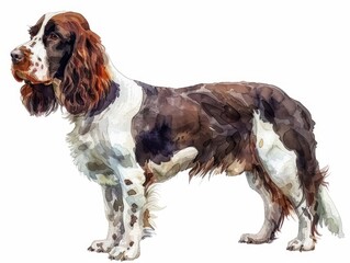 English Springer Spaniel watercolor isolated on white background