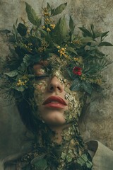 Metamorphoses. Poster of a woman with plants on her head