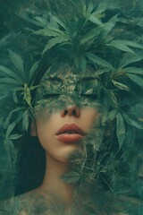 Metamorphoses. Poster of a woman with plants on her head