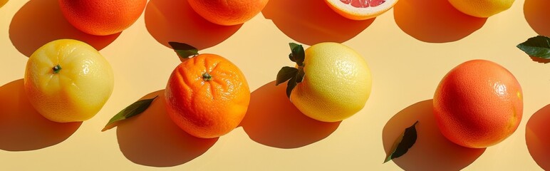 Fruits ripe fresh oranges tangerines citrus. Horizontal banner and poster, header for website. Summer background