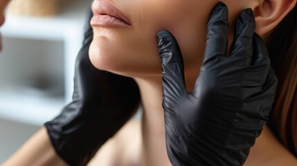 patient receiving liposuction on their neck and chin area to eliminate excess fat and redefine the jawline, resulting in a more sculpted and youthful appearance