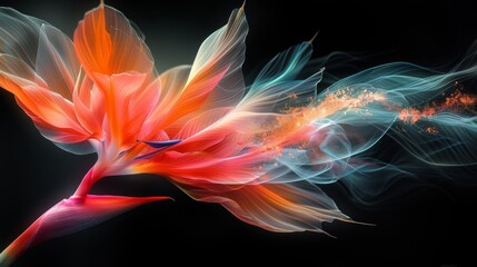 Ethereal flower bloom in digital art form - obrazy, fototapety, plakaty