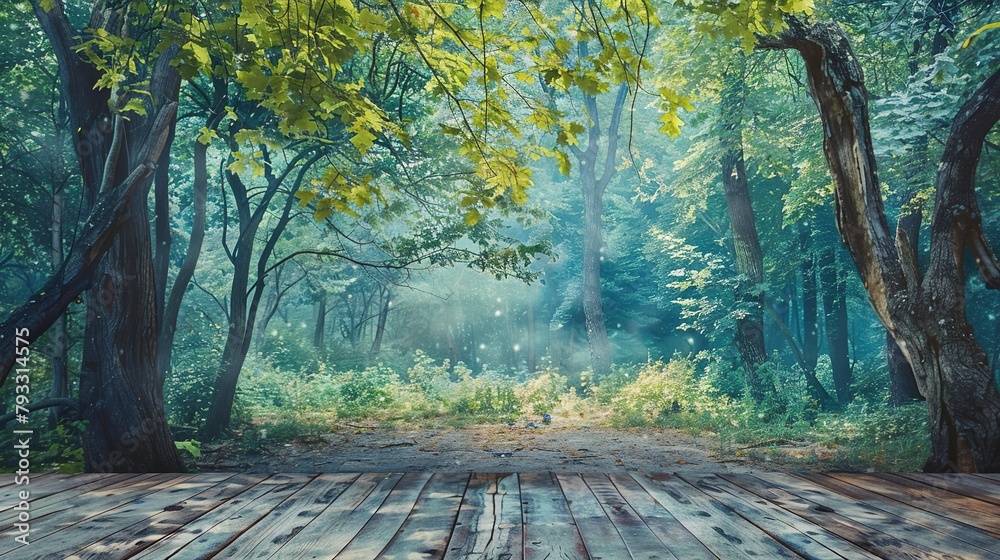 Canvas Prints Empty forest with lots of trees background for theater stage scene