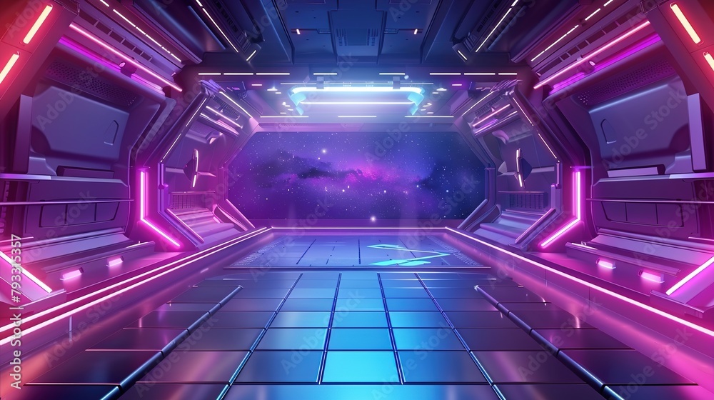 Canvas Prints empty futuristic space ship deck background for theater stage scene