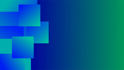 Fototapeta na wymiar Floating blue green square overlays gradient background