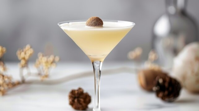 Choco Truffle Martini Elegance. Creamy chocolate martini glasses topped with luxurious truffles, perfect dessert cocktail