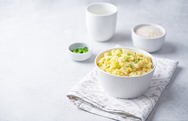Japanese egg and rice porridge in a bowl