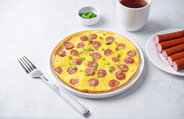 Chinese sausage omelette in a plate