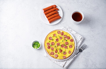 Chinese sausage omelette in a plate