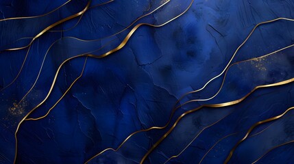 Deep Blue Backdrop Enhanced by Golden Lines and Textual Space Abstract